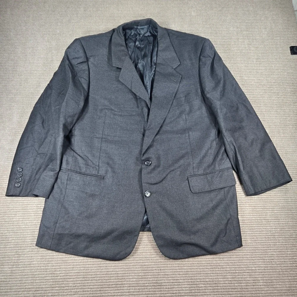 Hickey Freeman 44R Charcoal‎ Grey Micro-Pattern 100% Wool Boardroom 2-Piece Suit